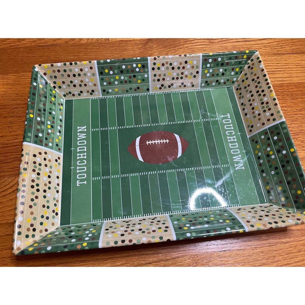 Hobby Lobby Football Field Metal Serving Tray Green Game Day Platter 922555